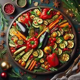 el Asado de verduras. Buscar recetas vegetarianas para navidad